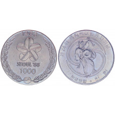 Южная Корея 1000 вон 1988 14-я Олимпиада в Сеуле. Барабанщики KM# 36. UNC
