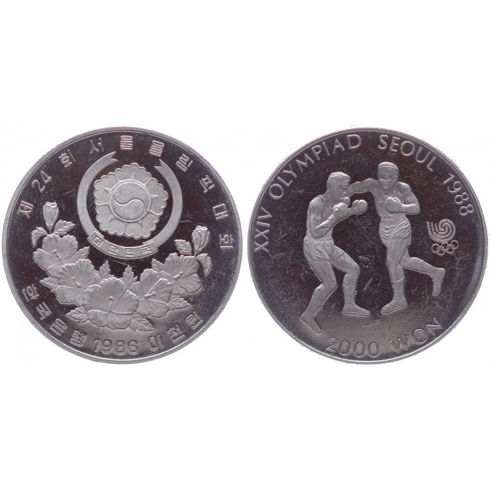 Южная Корея 2000 вон 1988 14-я Олимпиада в Сеуле. Бокс KM# 50. PROOF