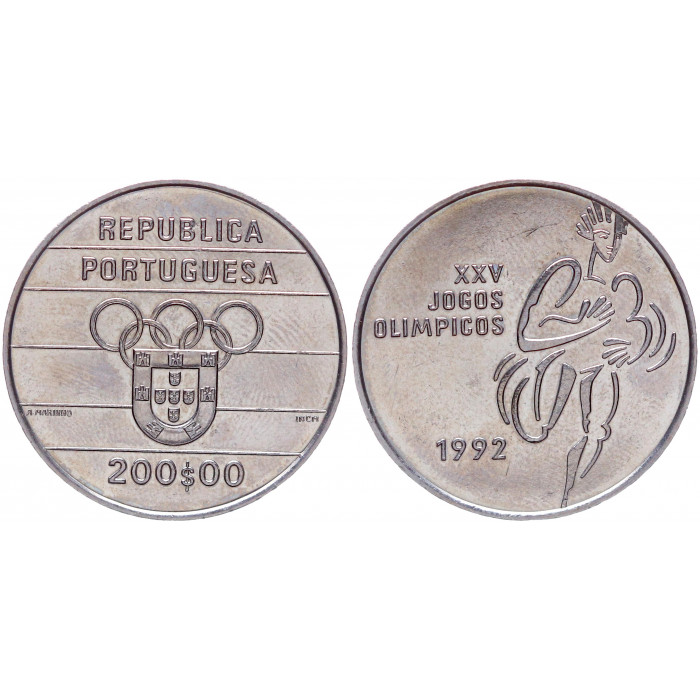 Португалия 200 эскудо 1992 15 летние Олимпийские Игры барселона KM# 662 UNC