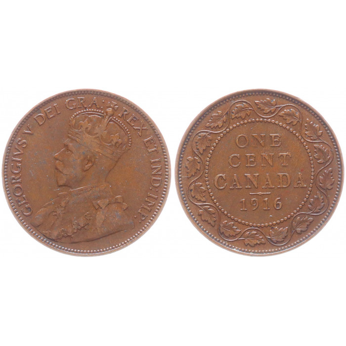 Канада 1 цент 1916 KM# 16, XF