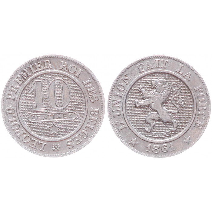 Бельгия 10 сентим 1861 KM# 22, XF