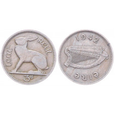 Ирландия 3 пенса 1942 KM# 12a, XF