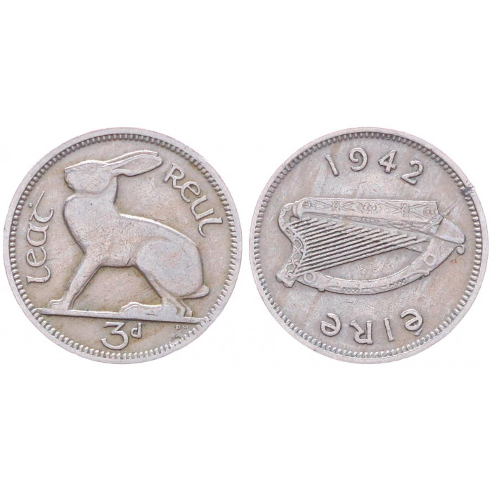 Ирландия 3 пенса 1942 KM# 12a, XF