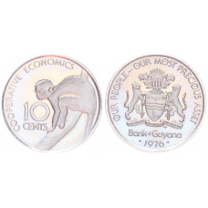 Гайана 10 центов 1976 Герб на Аверсе KM# 39, PROOF