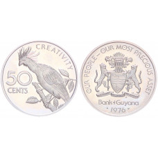 Гайана 50 центов 1976 Герб на Аверсе KM# 41, PROOF