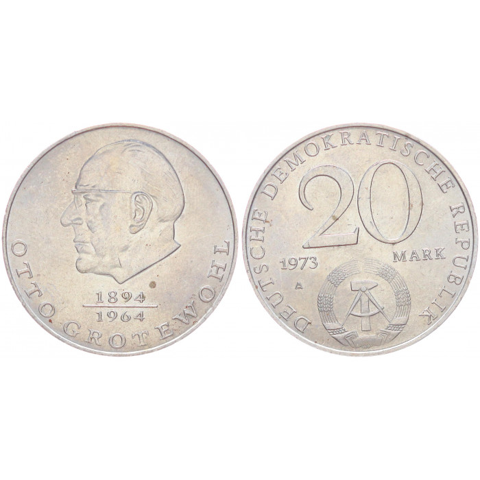 ГДР 20 марок 1973 Отто Гротеволь KM# 47, UNC