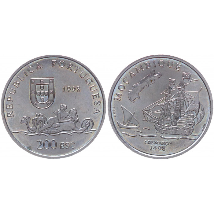 Португалия 200 Эскудо 1998 Путешествие Васко Де Гамы Мозамбик KM# 711. UNC 