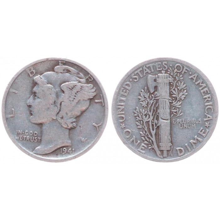 США 10 центов 1941 Серебро KM# 140 XF