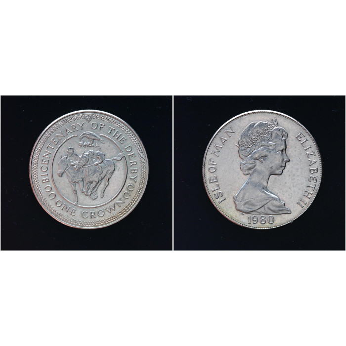 Остров Мэн 1 крона 1980 год. 200 лет Скаковых; дерби, KM# 63. UNC
