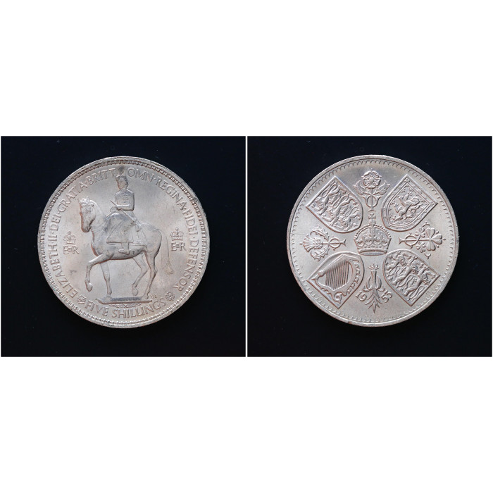 Великобритания 5 Шиллингов 1953 год. "Коронация королевы Елизаветы II"; KM# 894, UNC