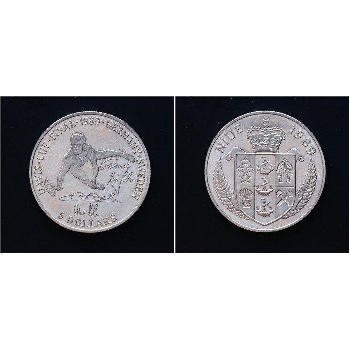 Ниуэ 5 Долларов 1989 год. "Кубок Дэвиса"; KM# 24, UNC