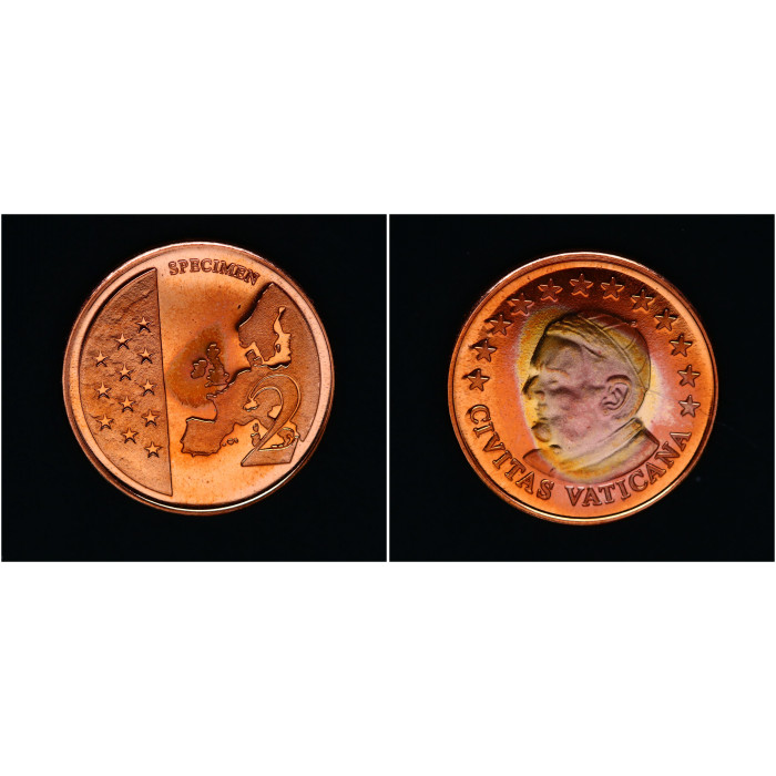 Ватикан 2 Цента. Пробная монета Евросоюза (SPECIMEN), UNC