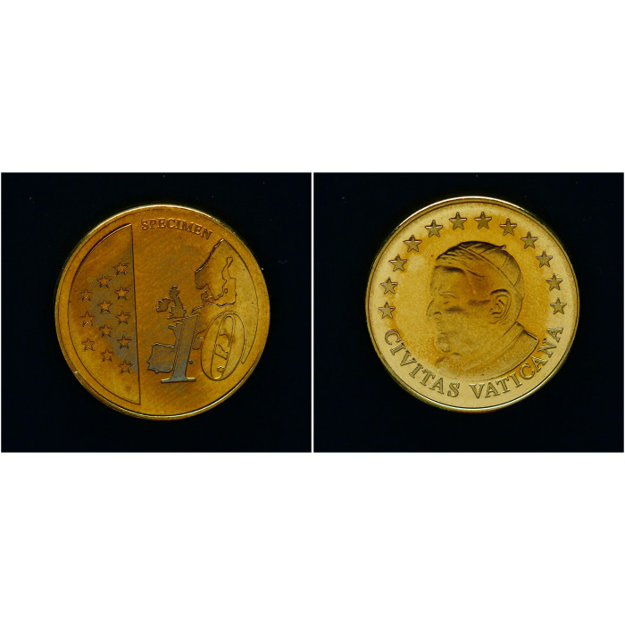 Ватикан 10 Центов. Пробная монета Евросоюза (SPECIMEN), UNC