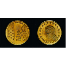 Ватикан 20 Центов. Пробная монета Евросоюза (SPECIMEN), UNC