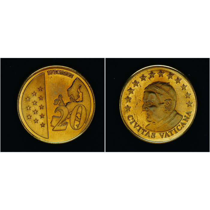 Ватикан 20 Центов. Пробная монета Евросоюза (SPECIMEN), UNC