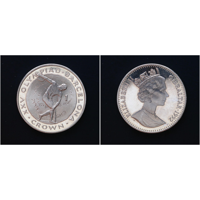 Гибралтар 1 Крона 1991 год. "15-е Олимпийские игры, Барселона 1992 - метание диска"; KM# 66, BUNC