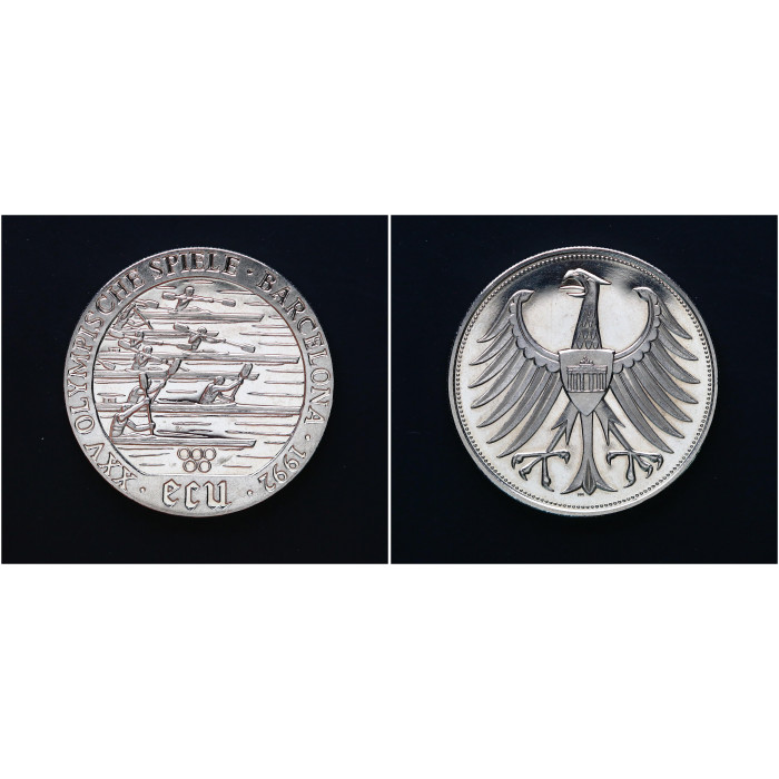 Германия Экю 1992 год. "25-е летние Олимпийские игры, Барселона 1992"; UC# 105, Proof
