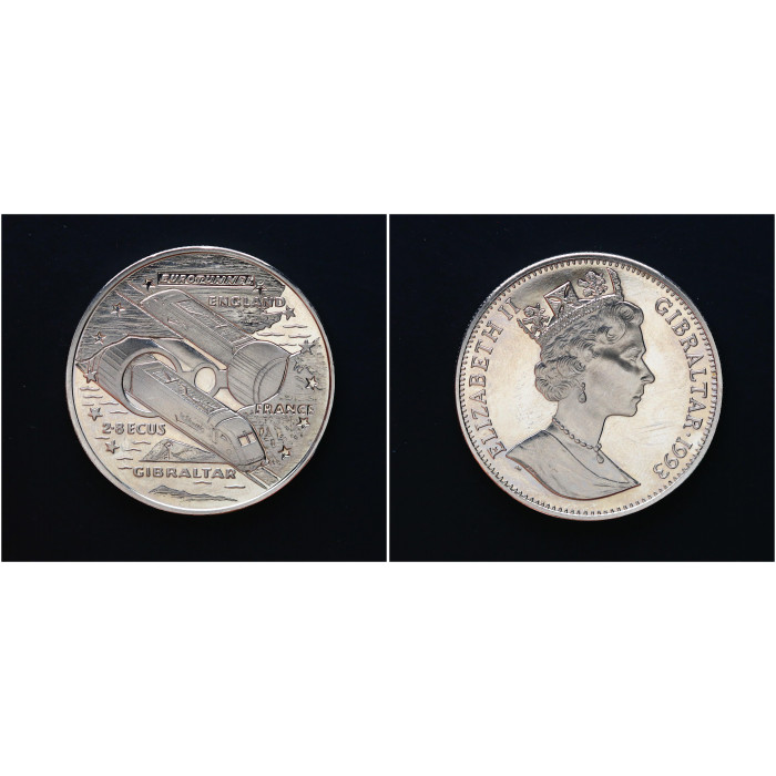 Гибралтар 2,8 Экю 1993 год. "Евротоннель"; KM# 478, UNC