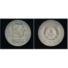 ГДР 20 Марок 1972 год. "Фридрих фон Шиллер"; KM# 40, UNC