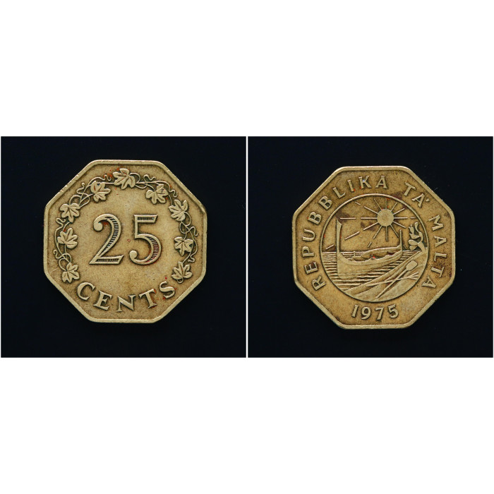 Мальта 25 Центов 1975 год. KM# 29, XF