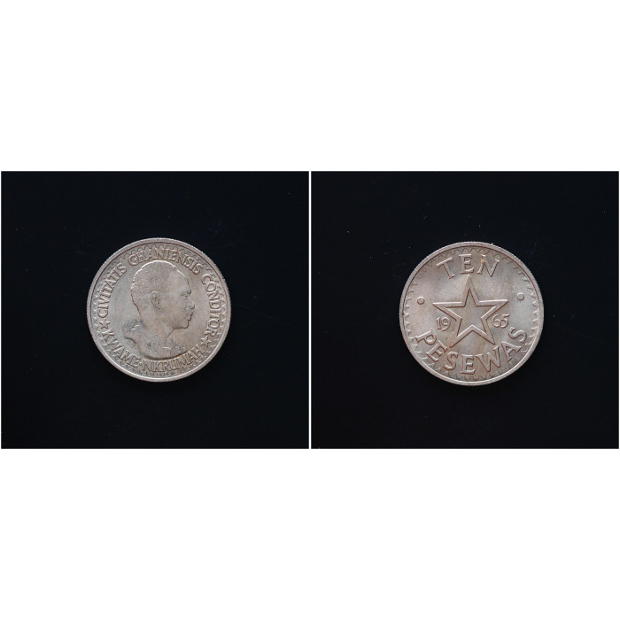Гана 10 Песет 1965 год. KM# 9, AU-UNC