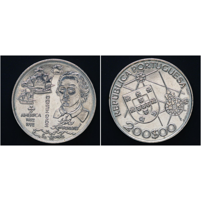 Португалия 200 Эскудо 1992 год. "Америка - новый свет"; KM# 660, UNC