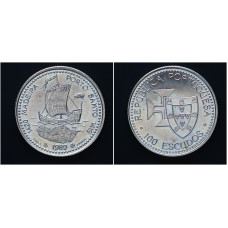 Португалия 100 Эскудо 1989 год. "Открытие Мадейры"; KM# 647 UNC