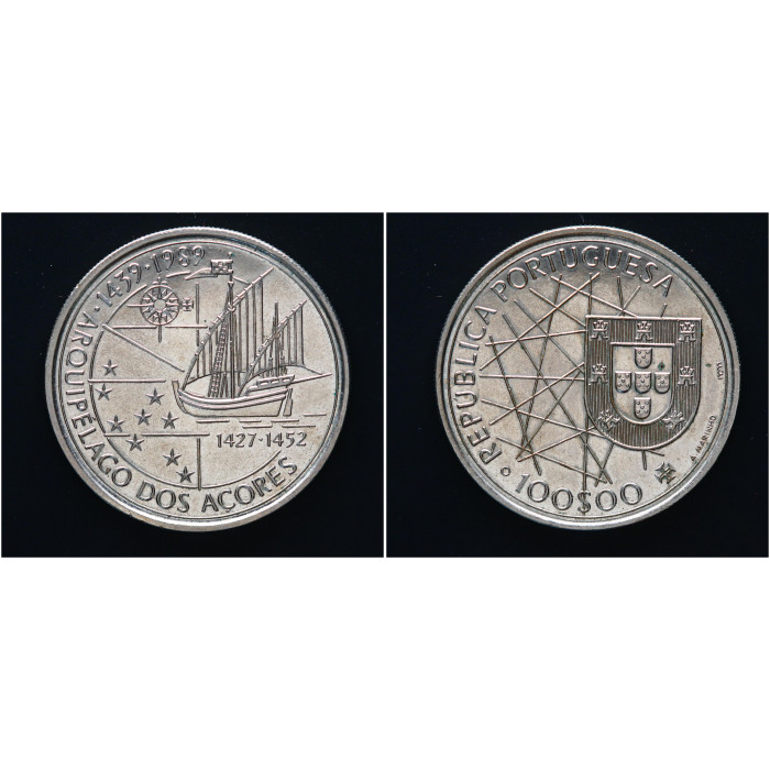 Португалия 100 Эскудо 1989 год. "Открытие Азорских Островов"; KM# 648, UNC