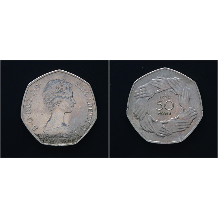 Великобритания 50 Пенсов 1973 год. "Вступление в ЕЭС"; KM# 918 XF