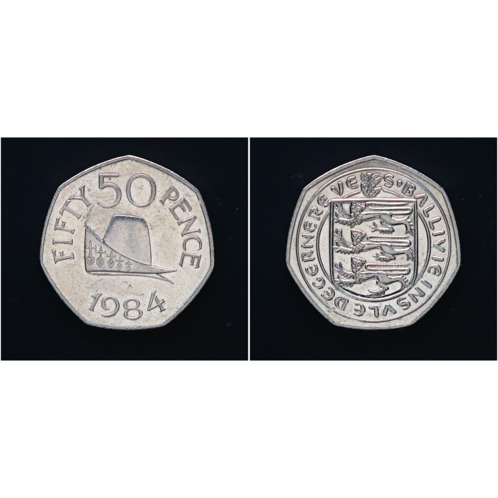 Гернси 50 Пенсов 1984 год. KM# 34, последний год выпуска, UNC