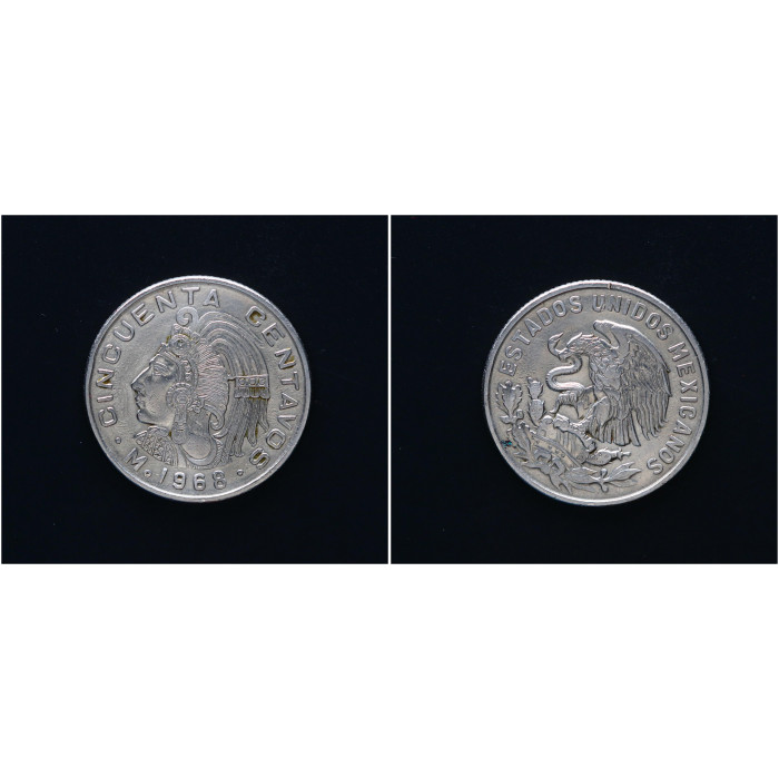 Мексика 50 Сентаво 1968 год. "Индеец"; KM# 451, XF