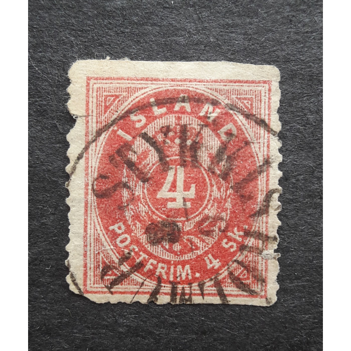 Исландия почтовая марка 1873 4sk 14:13,5