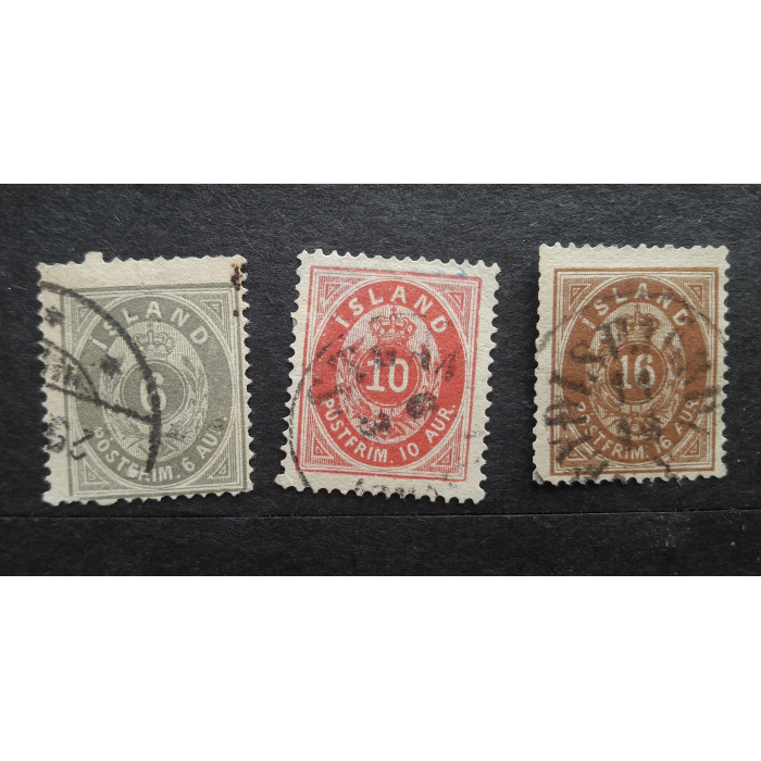 Исландия почтовая марка 1876 3шт