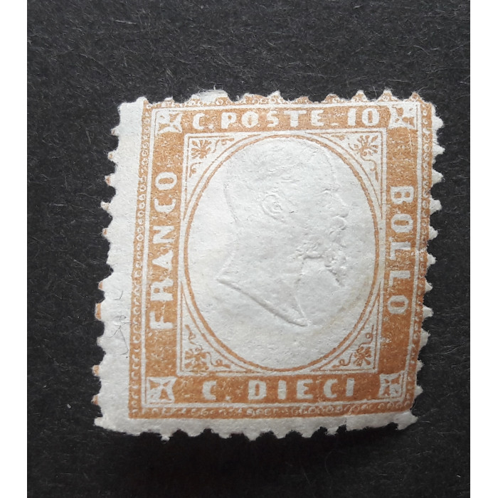 Италия почтовая марка 1862 10с brown color из старой коллекции чистая без тонких мест цена Michel 27000€