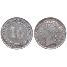 Стрейтс-Сетлментс 10 Центов 1897 год Серебро Королева Виктория