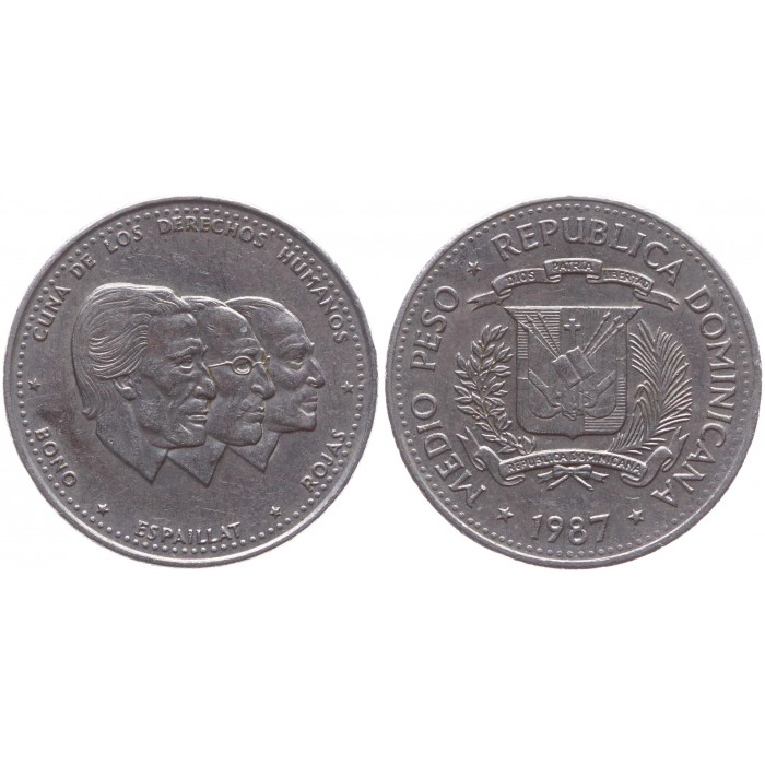 Купить монету Доминикана 1/2 Песо 1987 год за 314р.