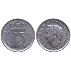 Нидерланды Голландия 25 Центов 1948 год 