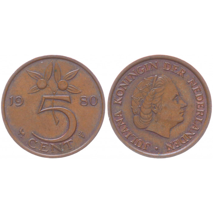 Нидерланды Голландия 5 Центов 1980 год KM# 181
