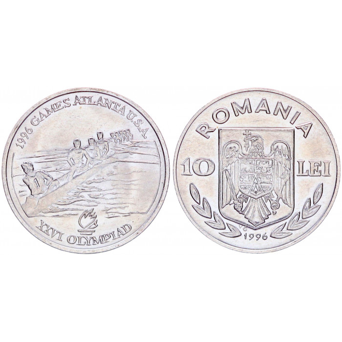 Румыния 10 Леев 1996 год UNC KM# 125 XXVI летние Олимпийские Игры Атланта - Длинное каноэ (BOX330)