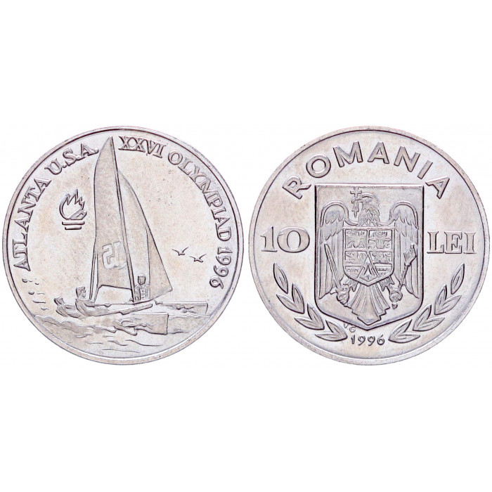 Румыния 10 Леев 1996 год UNC KM# 123 XXVI летние Олимпийские Игры Атланта - Парусные соревнования (BOX610)