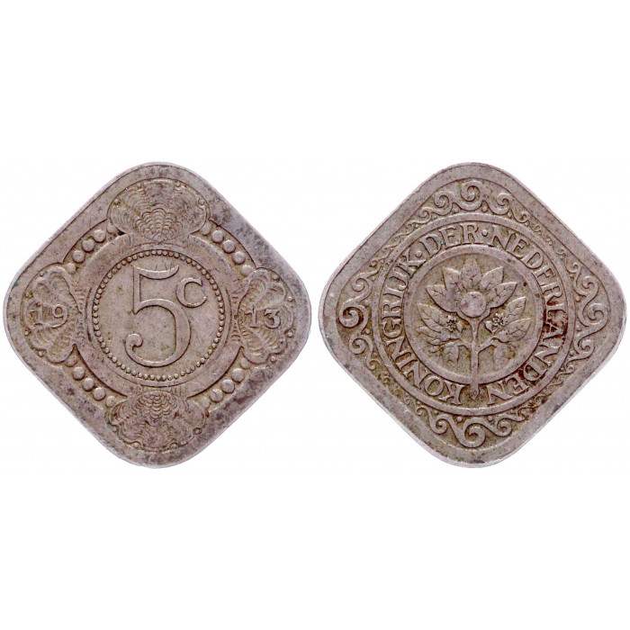 Нидерланды 5 Центов 1913 год KM# 153 4-я Королева Вильгельмина