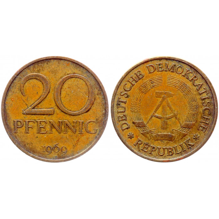 Германия ГДР 20 Пфеннигов 1969 год 