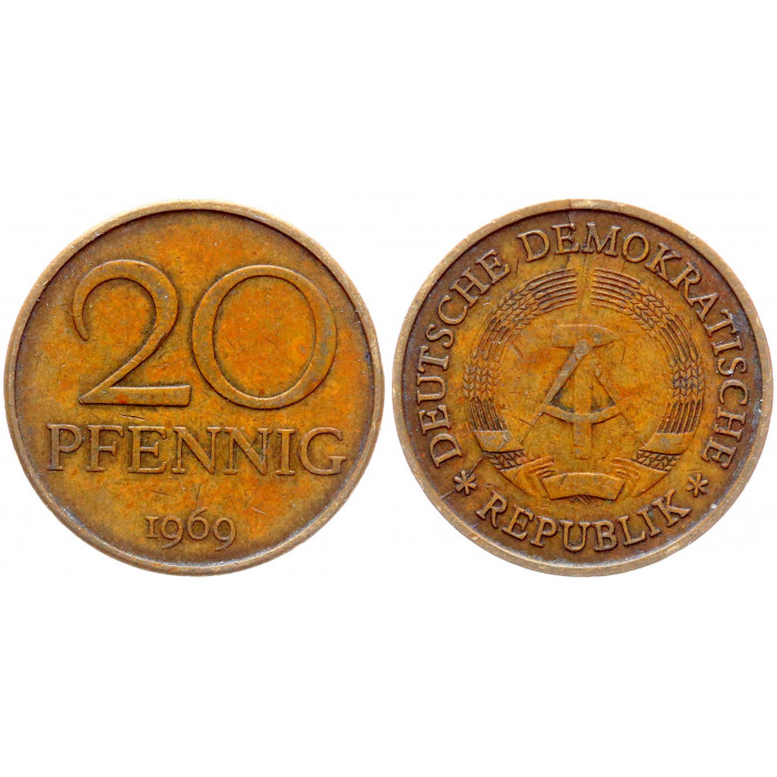 Германия ГДР 20 Пфеннигов 1969 год 