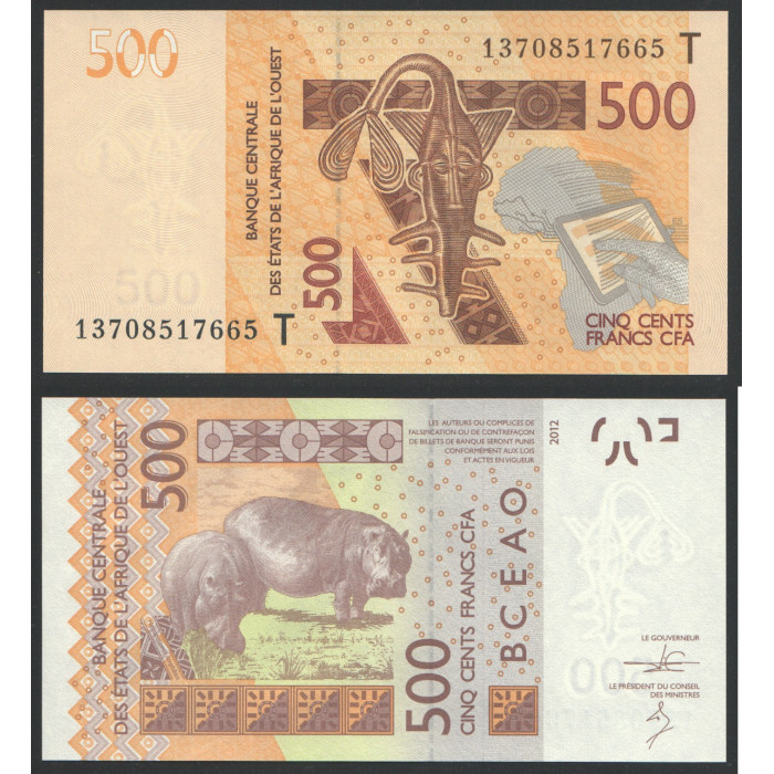 КФА Западная Африка Того 500 Франков 2012 год UNC Литера Т