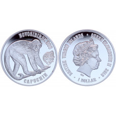 Британские Виргинские острова 1 Доллар 2018 год Proof Капуцин Новосибирский Зоопарк (BOX966)