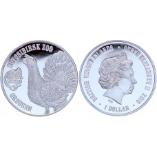 Британские Виргинские острова 1 Доллар 2016 год Proof Глухарь Новосибирский Зоопарк (BOX101)