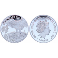 Британские Виргинские О-ва 1 Доллар 2017 год Proof Сова Новосибирский Зоопарк (BOX635)