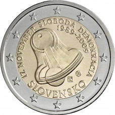 Словакия 2 Евро 2009 год 20 лет бархатной революции