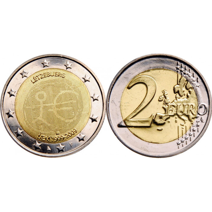 Люксембург 2 Евро 2009 год 10 лет Экономическому и валютному союзу