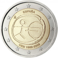 Испания 2 Евро 2009 год 10 лет Экономическому и валютному 